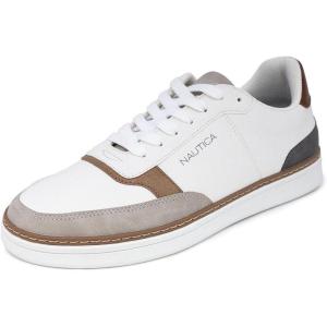 imageNautica Mens Classic LaceUp Low Top Fashion Sneaker Loafer  Stylish and Comfortable Casual ShoeWhite Grey Tanhoyt