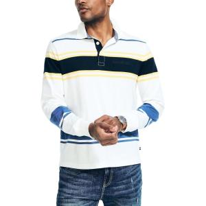 imageNautica Mens LongSleeve Rugby Polo ShirtSail White