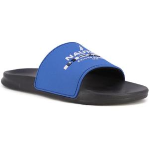 imageNautica Mens Open Toe Slide Sandals  Comfortable Indoor ampamp Outdoor Shower SlippersBertran Royal Black