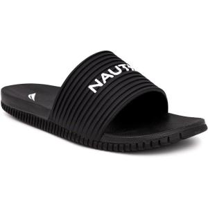 imageNautica Mens Open Toe Slide Sandals  Comfortable Indoor ampamp Outdoor Shower SlippersBlackmauro
