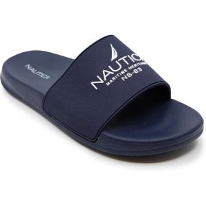imageNautica Mens Open Toe Slide Sandals  Comfortable Indoor ampamp Outdoor Shower SlippersNavy Porter
