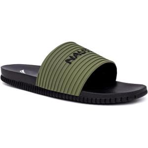 imageNautica Mens Open Toe Slide Sandals  Comfortable Indoor ampamp Outdoor Shower SlippersOlive Blackmauro