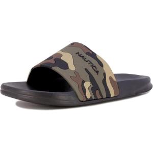imageNautica Mens Open Toe Slide Sandals  Comfortable Indoor ampamp Outdoor Shower SlippersOlive Camo Callo