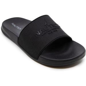 imageNautica Mens Open Toe Slide Sandals  Comfortable Indoor ampamp Outdoor Shower SlippersPorter BlackBlack