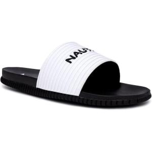 imageNautica Mens Open Toe Slide Sandals  Comfortable Indoor ampamp Outdoor Shower SlippersWhitemauro