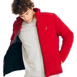 imageNautica Mens Poly Stretch Reversible JacketRed  Black X Grey