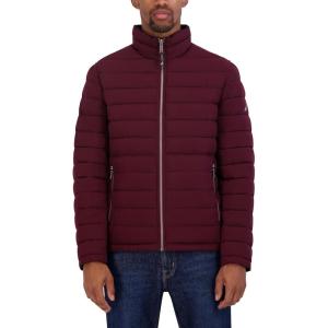 imageNautica Mens Reversible Quilted Puffer Jacket Midweight Mechanical Stretch Winter CoatBurgandy