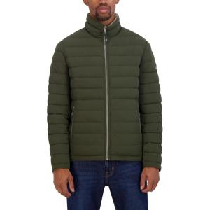 imageNautica Mens Reversible Quilted Puffer Jacket Midweight Mechanical Stretch Winter CoatDkforest