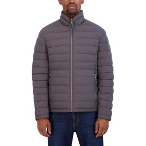 imageNautica Mens Reversible Quilted Puffer Jacket Midweight Mechanical Stretch Winter CoatMetal Grey