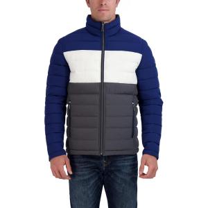 imageNautica Mens Reversible Quilted Puffer Jacket Midweight Mechanical Stretch Winter CoatNight Blue