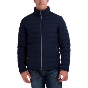 imageNautica Mens Reversible Quilted Puffer Jacket Midweight Mechanical Stretch Winter CoatNvyRed