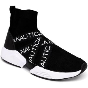 imageNautica Mens SlipOn Sneaker High Top Socks Shoes with Ankle Support  Comfortable ampamp Breathable LaceUp Gym Walking Running ShoesPatrikoblack White
