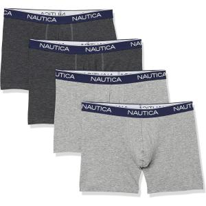 imageNautica mens 4 Pack Heather Stretch Boxer Briefs2 Charcoal Heather2 Light Grey Heather