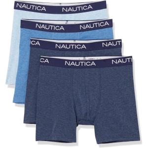 imageNautica mens 4 Pack Heather Stretch Boxer Briefs2 Peacoat HeatherDutch HeatherSea Mist Heather