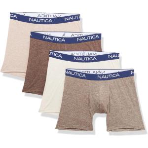 imageNautica mens 4 Pack Heather Stretch Boxer BriefsEspressoCoffeeTanOatmeal Heather