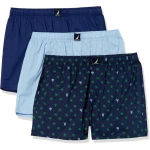 imageNautica mens Cotton Woven 3 Pack BoxerBlue DepthsCoastal SkyPop Turtle Print