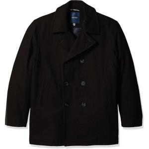 imageNautica mens Peacoat Wool Blend Double Breasted Winter CoatCaviar Blk