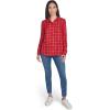 imageNautica Womens Button Front Long Sleeve Roll Tab ShirtHaute Red Multi