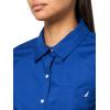 imageNautica Womens Button Front Long Sleeve Roll Tab ShirtMarina Blue