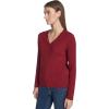 imageNautica Womens Long Sleeve Cable VNeck SweaterDeep Rouge
