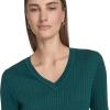 imageNautica Womens Long Sleeve Cable VNeck SweaterForest