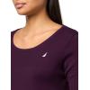 imageNautica Womens Long Sleeve Solid Scoop Neck Cotton TShirtAubergine