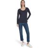 imageNautica Womens Long Sleeve Solid Scoop Neck Cotton TShirtNight Sky