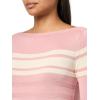 imageNautica Womens Mariner Stripe Pullover Boatneck Long SleeveBridal Rose Multi
