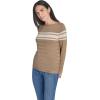 imageNautica Womens Mariner Stripe Pullover Boatneck Long SleeveCamel Multi