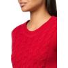 imageNautica Womens Short Sleeve Crew Neck Cable Solid SweaterHaute Red