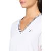 imageNautica Womens Solid VNeck Short Sleeve TShirtBright WhiteWhite