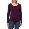 imageNautica Womens Long Sleeve Solid Scoop Neck Cotton TShirtAubergine