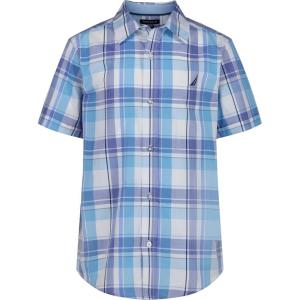 imageNautica Boys Short Sleeve Woven ButtonDown Shirt Light Weight ampamp BreathableSpring Plaid