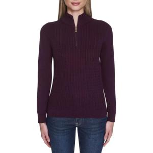 imageNautica Womens 14 Zip Mockneck Cable SweaterAubergine