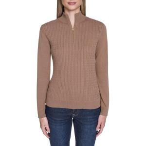 imageNautica Womens 14 Zip Mockneck Cable SweaterBarley
