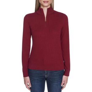 imageNautica Womens 14 Zip Mockneck Cable SweaterDeep Rouge