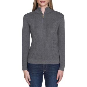 imageNautica Womens 14 Zip Mockneck Cable SweaterFog Heather