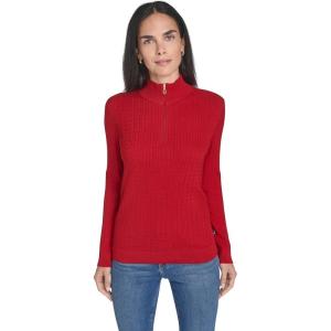 imageNautica Womens 14 Zip Mockneck Cable SweaterHaute Red