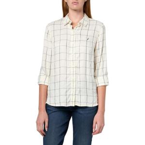 imageNautica Womens Button Front Long Sleeve Roll Tab ShirtIvory Multi