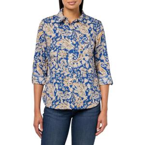 imageNautica Womens Button Front Long Sleeve Roll Tab ShirtMarina Blue Multi