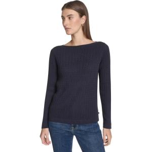 imageNautica Womens Long Sleeve Cable Boatneck SweaterNight Sky