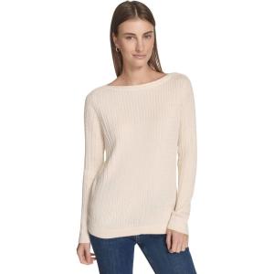 imageNautica Womens Long Sleeve Cable Boatneck SweaterWhite Swan