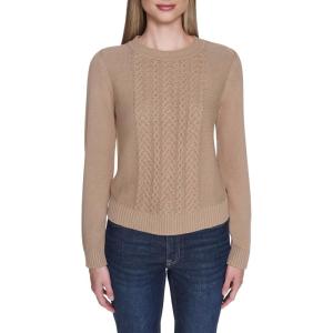 imageNautica Womens Long Sleeve Cable Crewneck SweaterCamel