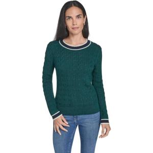 imageNautica Womens Long Sleeve Cable Crewneck SweaterForest Multi