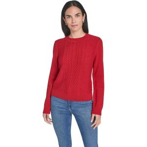 imageNautica Womens Long Sleeve Cable Crewneck SweaterHaute Red