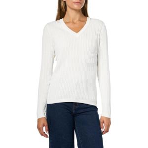 imageNautica Womens Long Sleeve Cable VNeck SweaterIvory