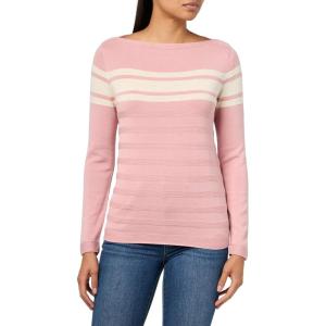 imageNautica Womens Mariner Stripe Pullover Boatneck Long SleeveBridal Rose Multi