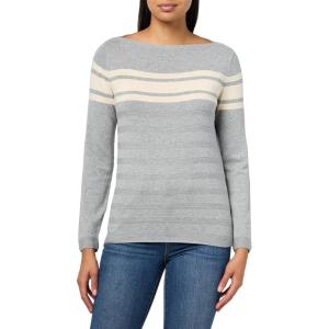 imageNautica Womens Mariner Stripe Pullover Boatneck Long SleeveHeather Mist Multi