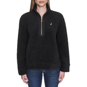 imageNautica Womens Mockneck Fleece Sweater PulloverBlack