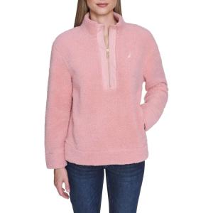 imageNautica Womens Mockneck Fleece Sweater PulloverBridal Rose